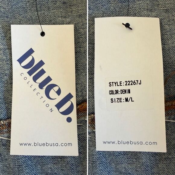 Blue B Rhinestone Fringe Denim Jacket with Hoodie Blue Size M/L - Picture 9 of 12